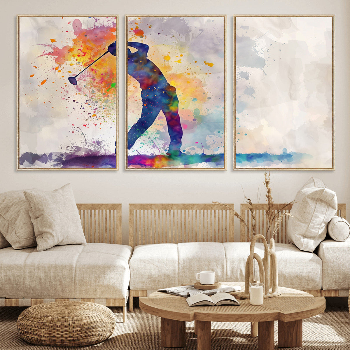 Watercolor Golf Swing Wall Art Canvas Print | Vibrant