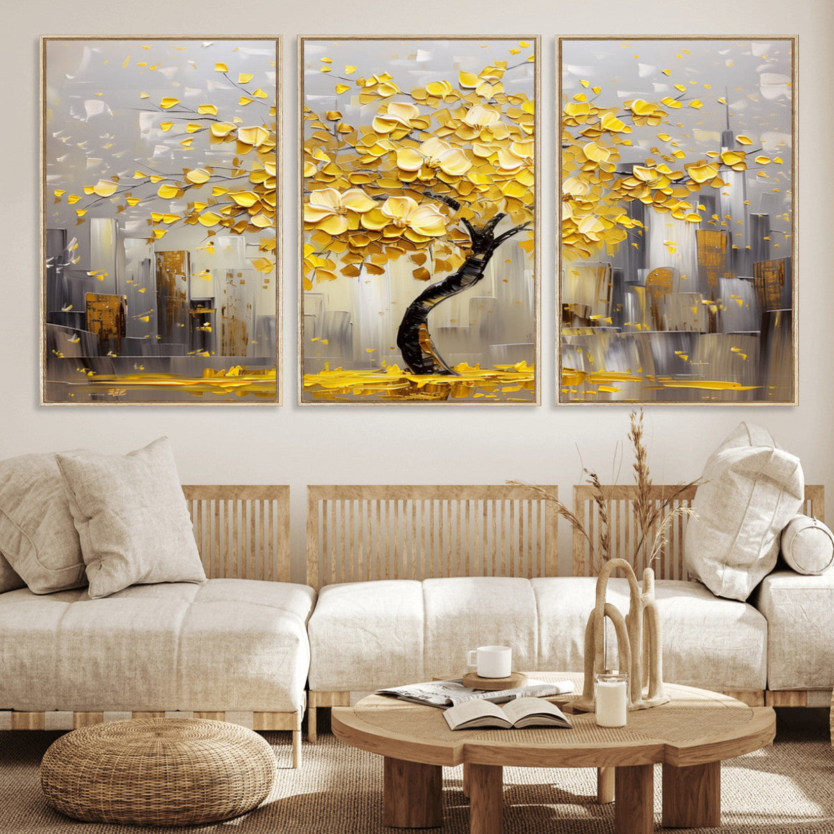 Golden Tree Canvas Print | Abstract Wall Art for Modern
