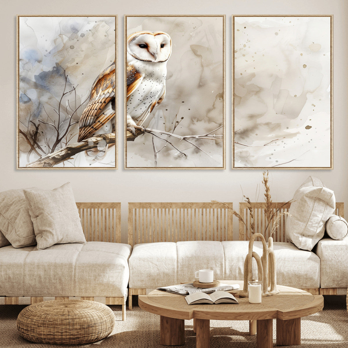 Barn Owl Wall Art | Watercolor Canvas Print | Perfect for