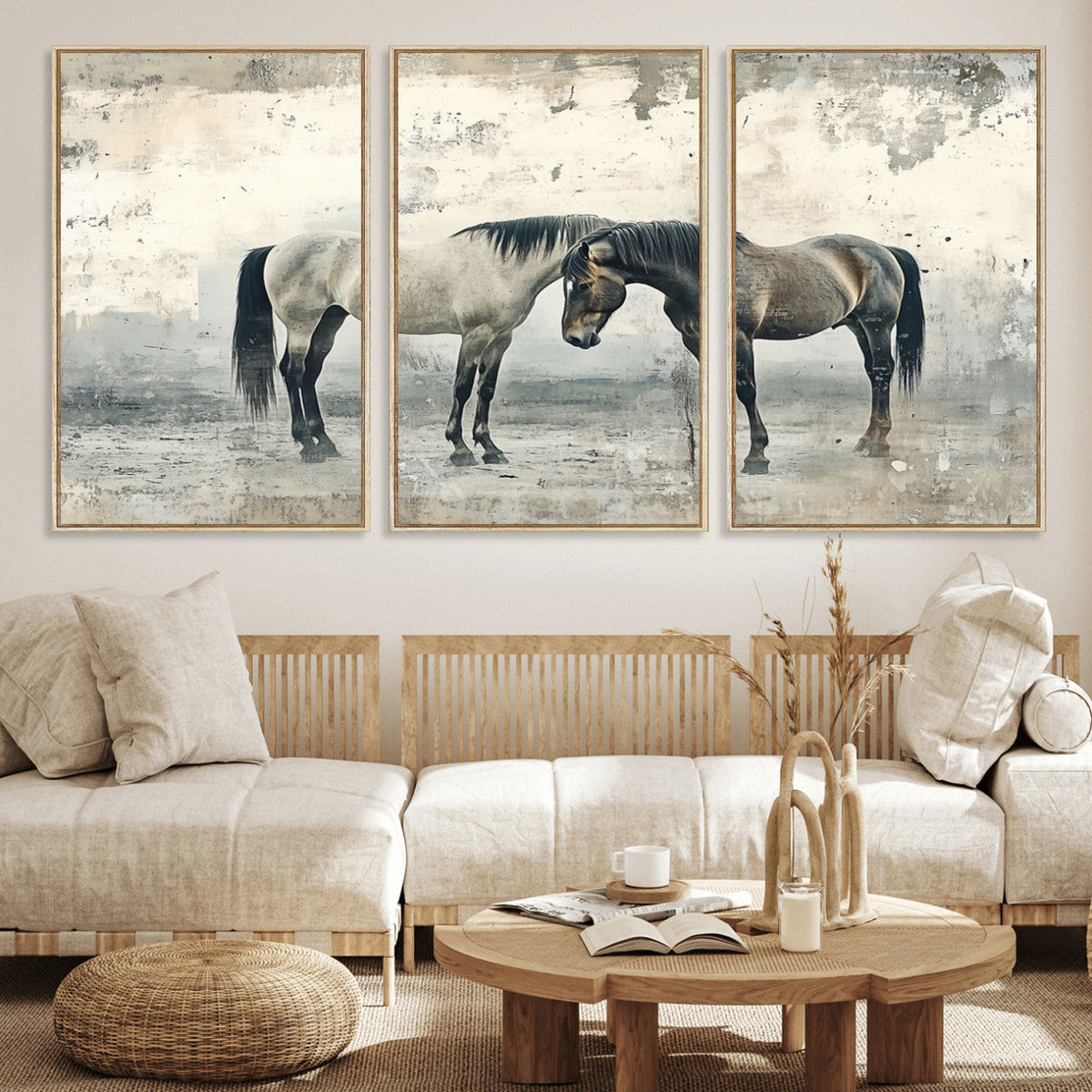 Chines Style Majestic Horses Wall Art | Ready to Hang and