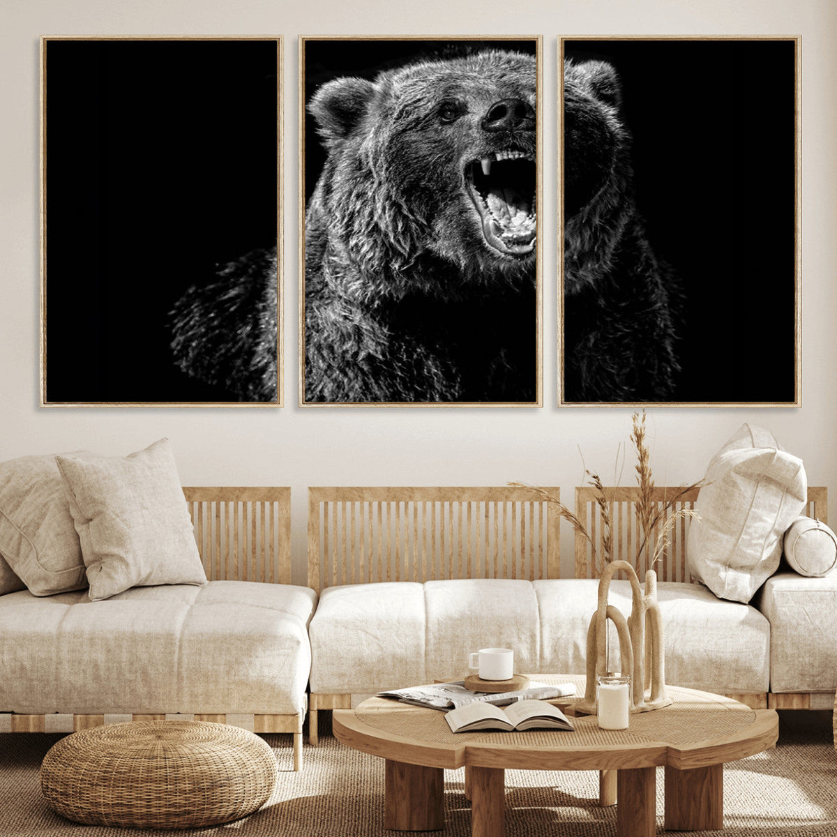 Bear Canvas Print | Wildlife Wall Art for Cabin Decor |