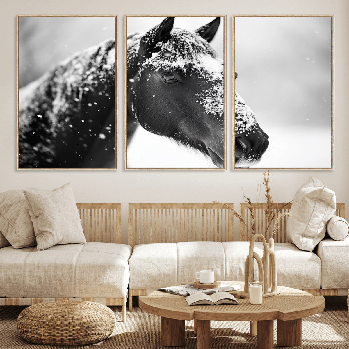 Horse Canvas Print - Winter Horse Snow Wall Art Canvas Print