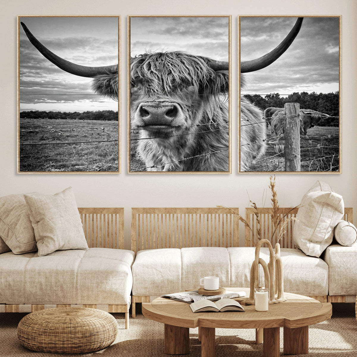 Scottish Highland Cow Wall Art Canvas Print | Ready to Hang