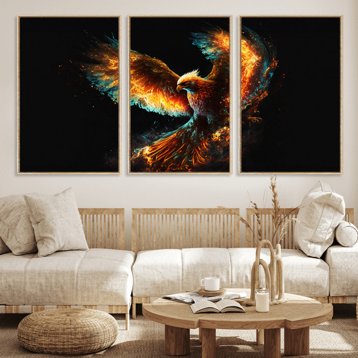 Fiery Phoenix Canvas Print | Ready to Hang Wall Art | Bold