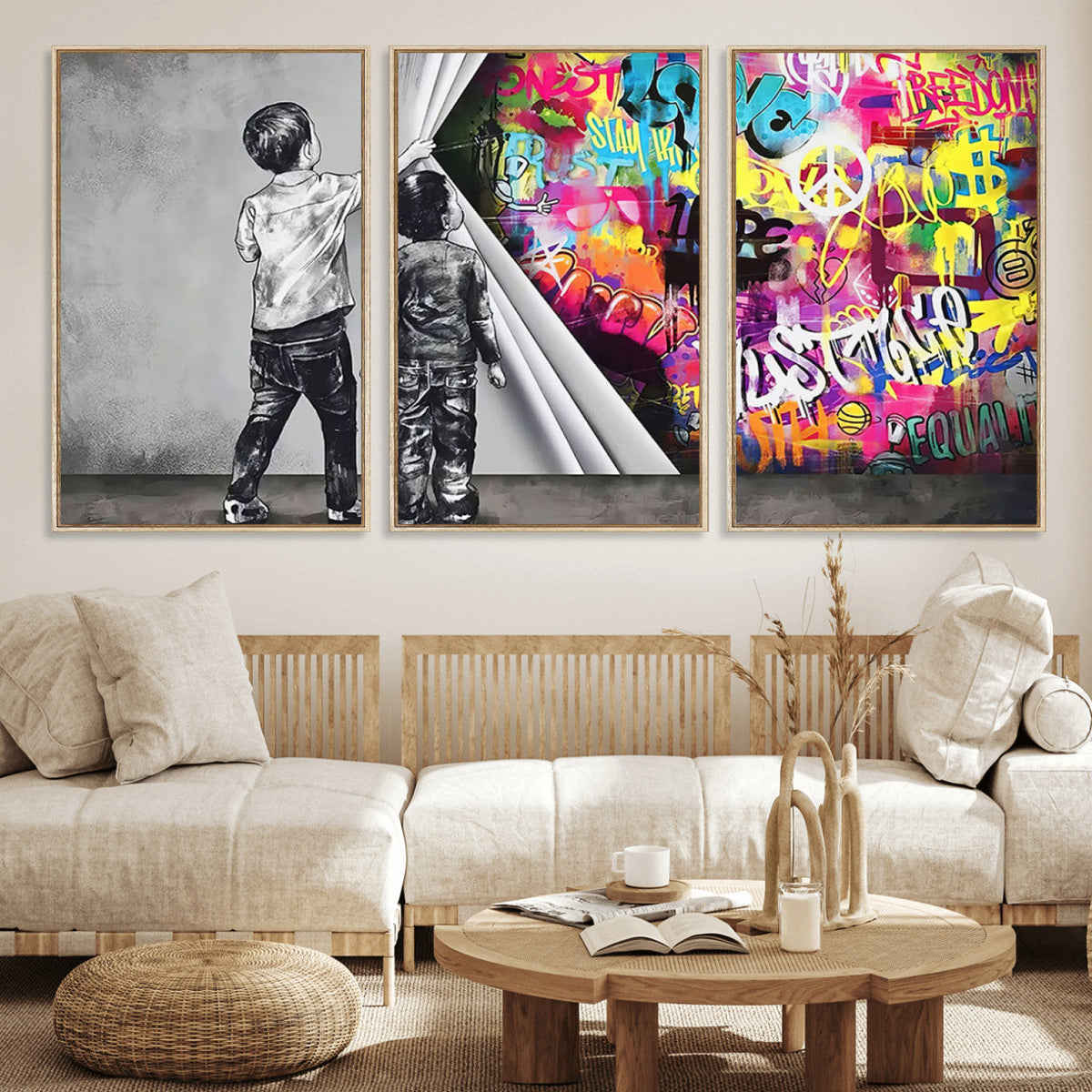 Banksy Print - Street Art Canvas Wall Art - Kids Revealing