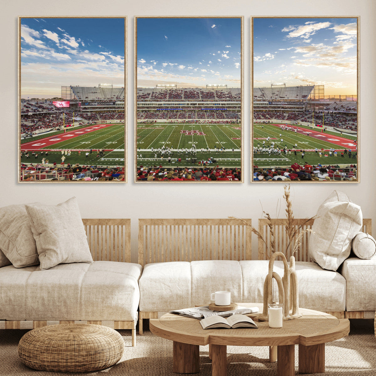Framed Houston Cougars Football Team Print - Houston TDECU