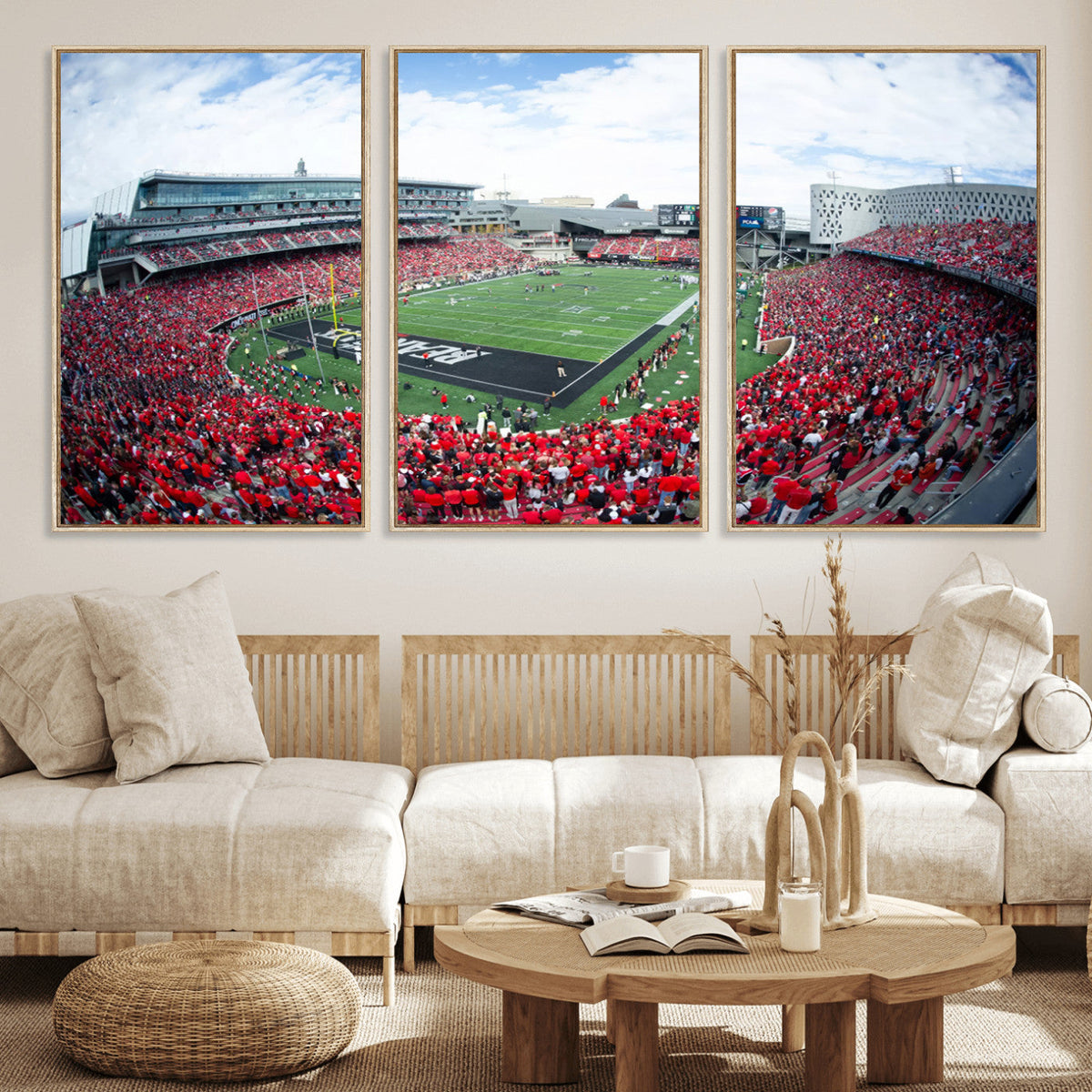 Cincinnati Bearcats Football Team Print - Nippert Stadium Wall Art Canvas Print