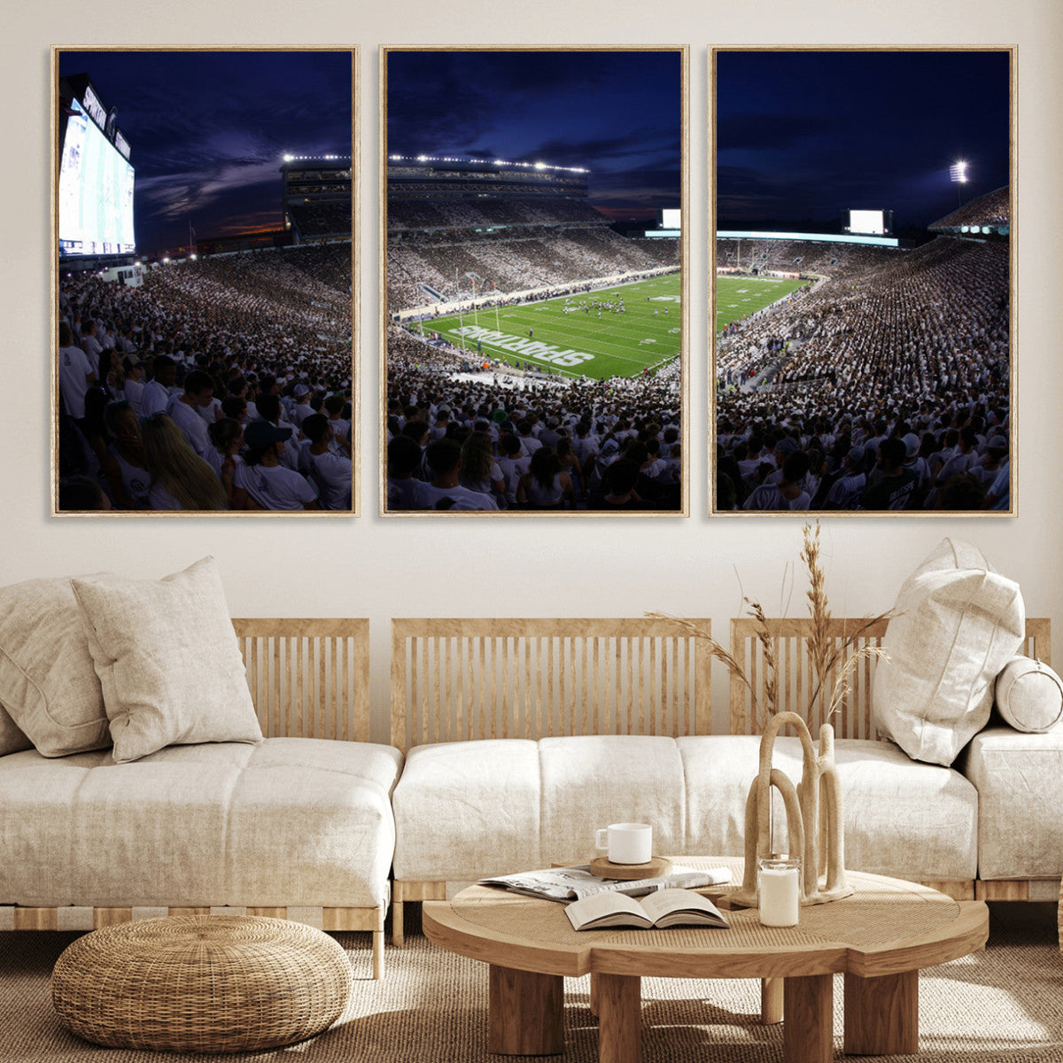Michigan State Spartans Canvas, Framed Football Team Print -