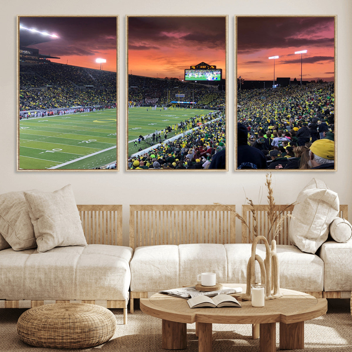 Eugene Autzen Stadium Canvas Wall Art Print – Sunset Over