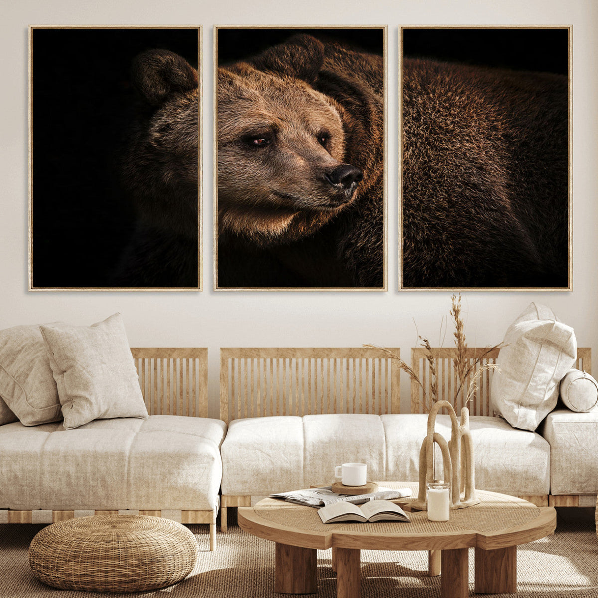 Wild Grizzly 399 Bear Canvas Wall Art Print, Bear Animal