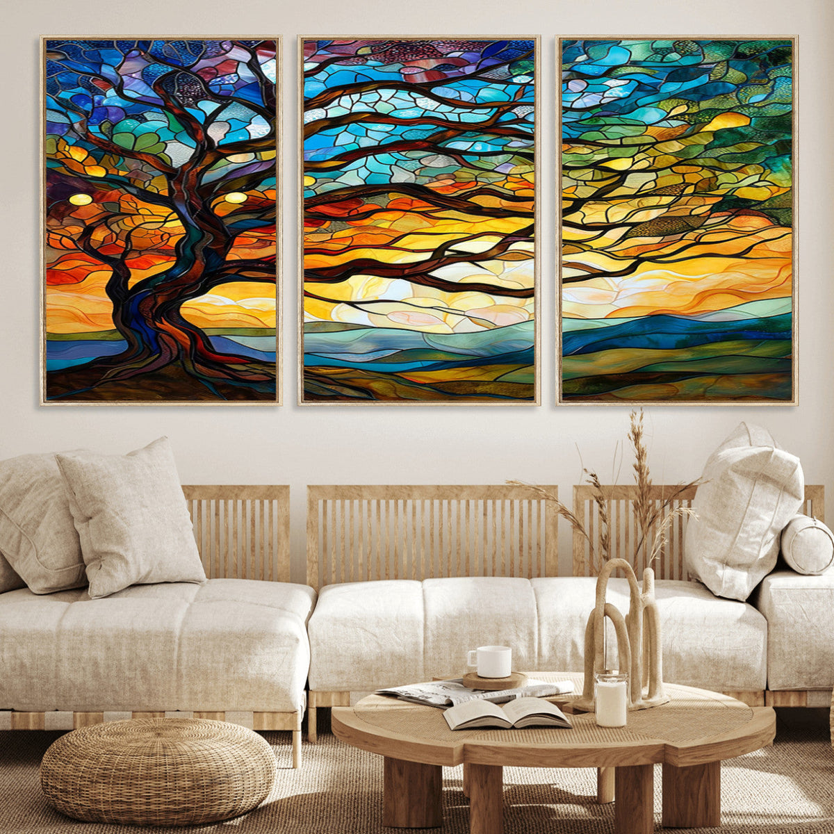 Mosaic Tree Wall Art | Ready to Hang Stained Glass Style