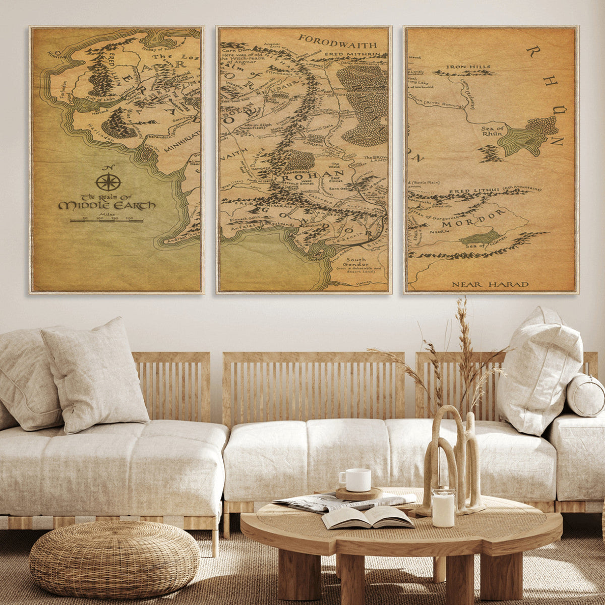 Middle Earth Map Canvas Wall Art – Vintage Fantasy Map