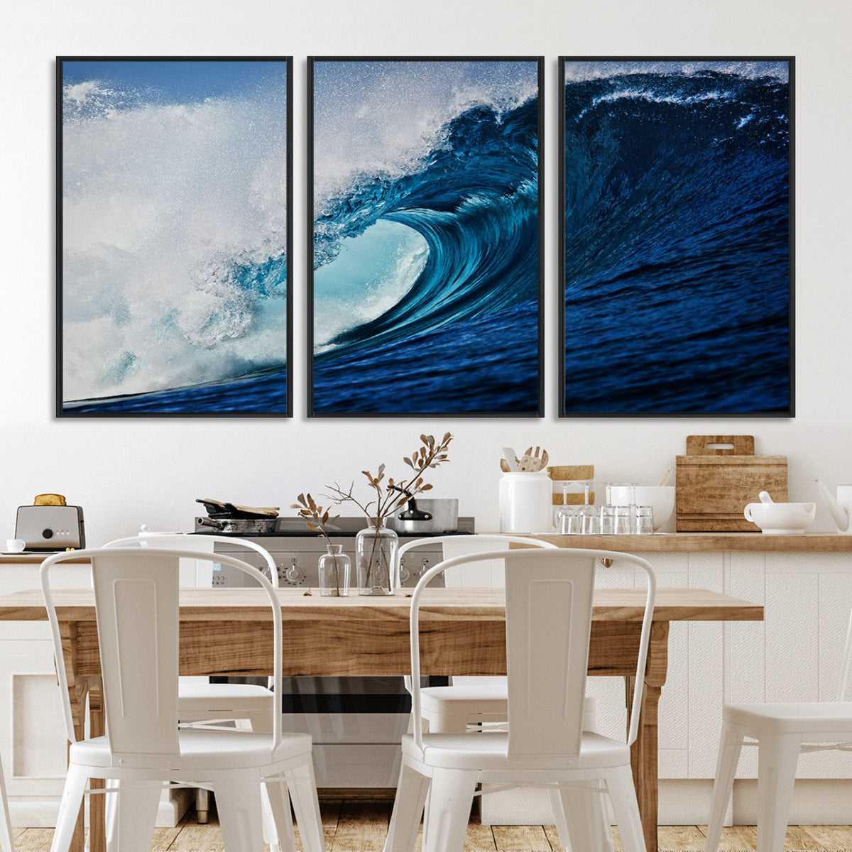 Ocean Wave at Sunset Canvas Art, Large Wall Print of Vibrant