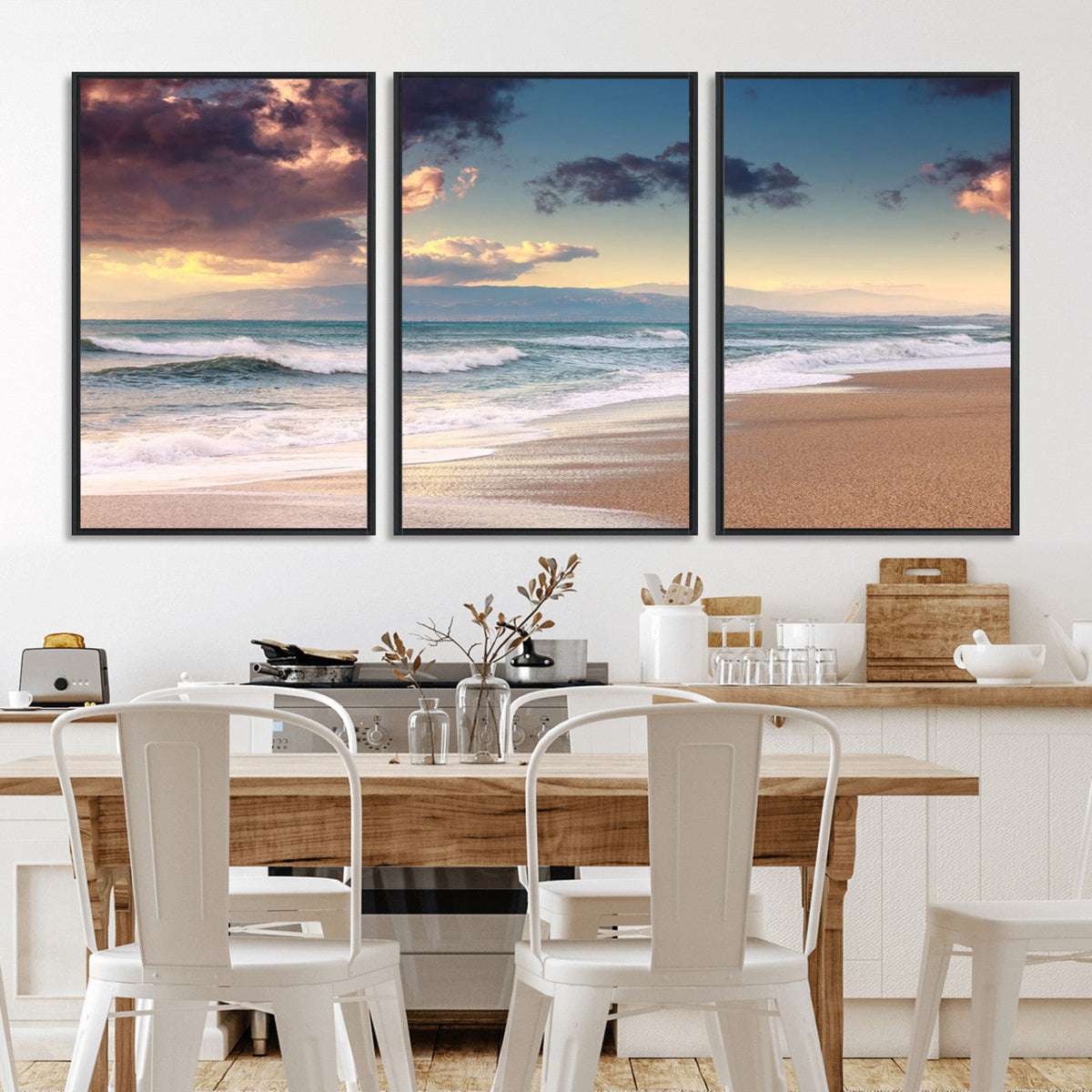 Cloudy Weather Beach Sunset Canvas Print | Sunrise Wall Art