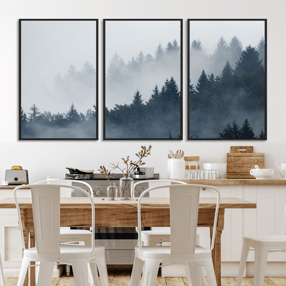 Foggy Pine Forest Wall Art Canvas Print