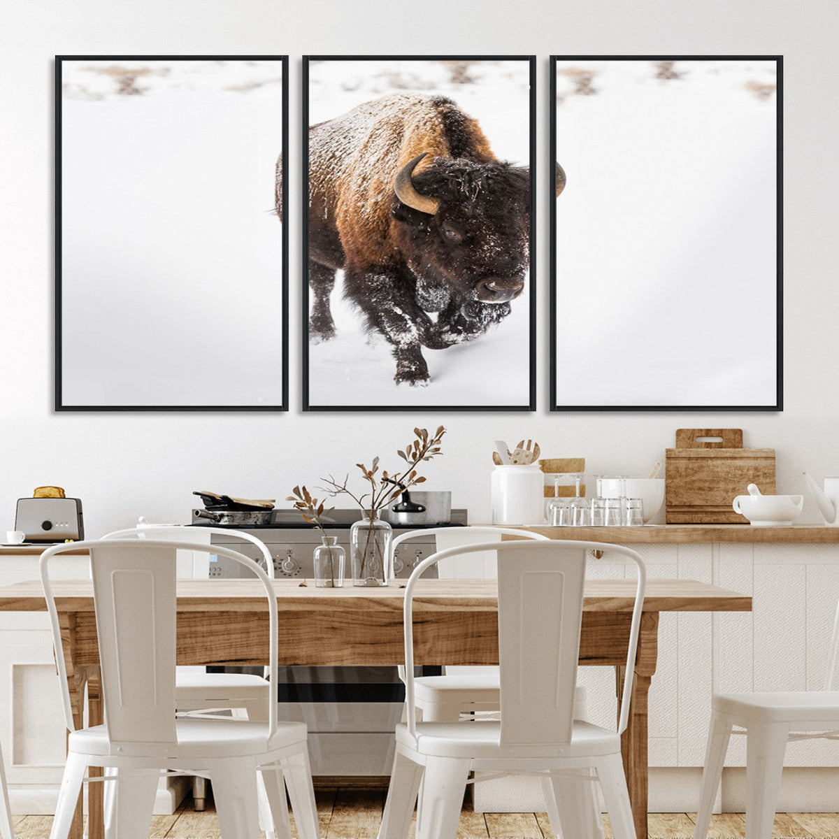 Bison Winter Wall Art Canvas Print For Farmhouse Decor