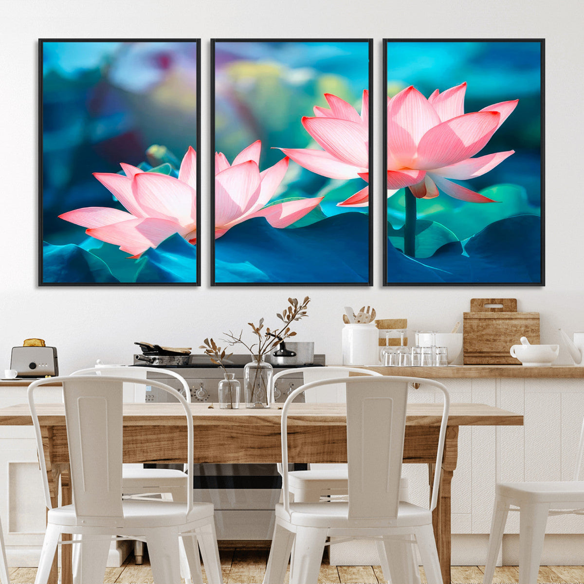 Pink Lotus Flower Canvas Wall Art | Vibrant Floral Wall