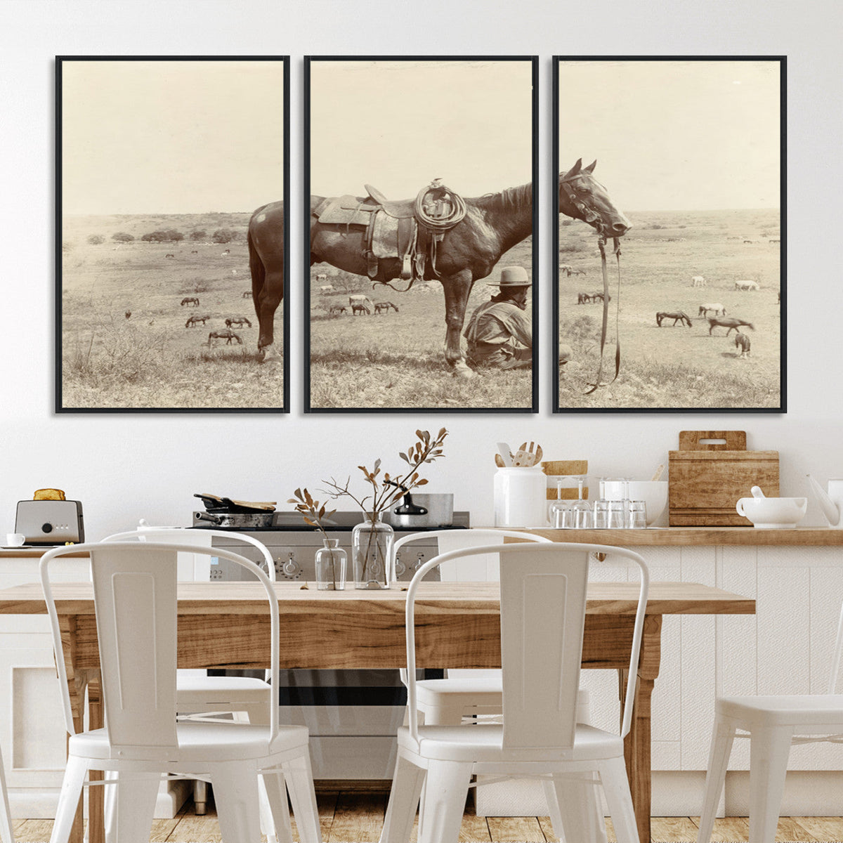 Cowboy Wall Art - Western Horse Canvas Print - Vintage