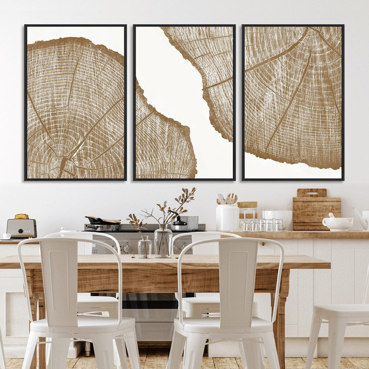 Rustic Brown Tree Ring Wall Art Canvas Print – Framed and