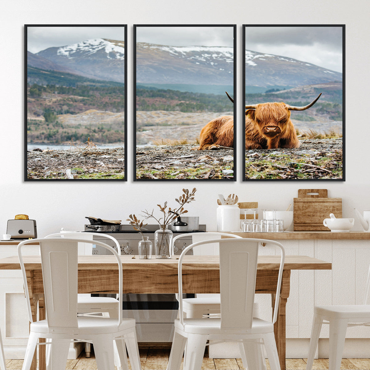 Highland Cow Horn Farm Wall Art Canvas Print