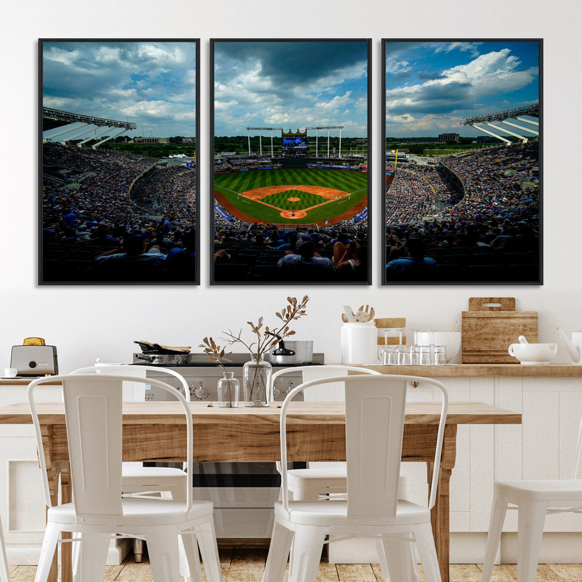 3-Panel Kauffman Stadium Wall Art Print | Large Kansas City