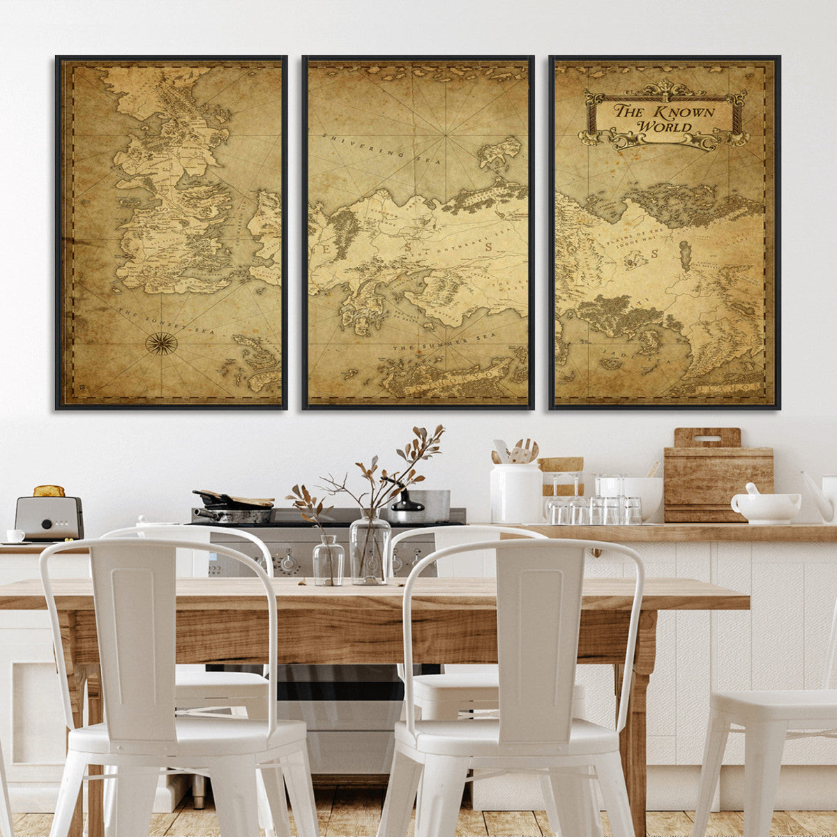 Vintage Game of Thrones Map Wall Art | Westeros and Essos