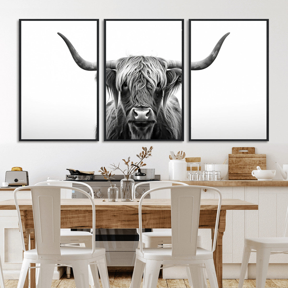 Highland Wall Art Canvas Print – Minimalist Black and White