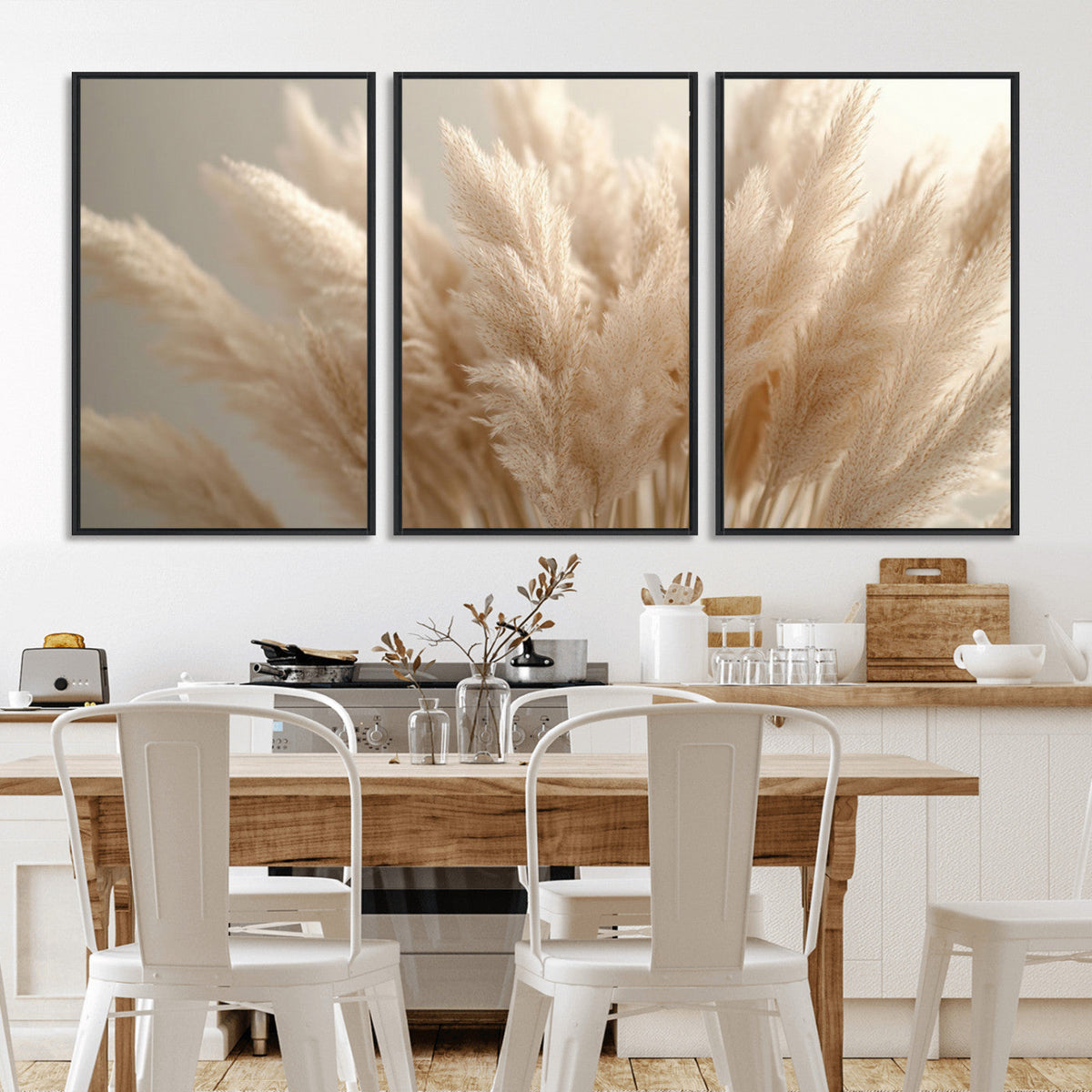 Pampas Grass Canvas Wall Art - Elegant Neutral Decor for