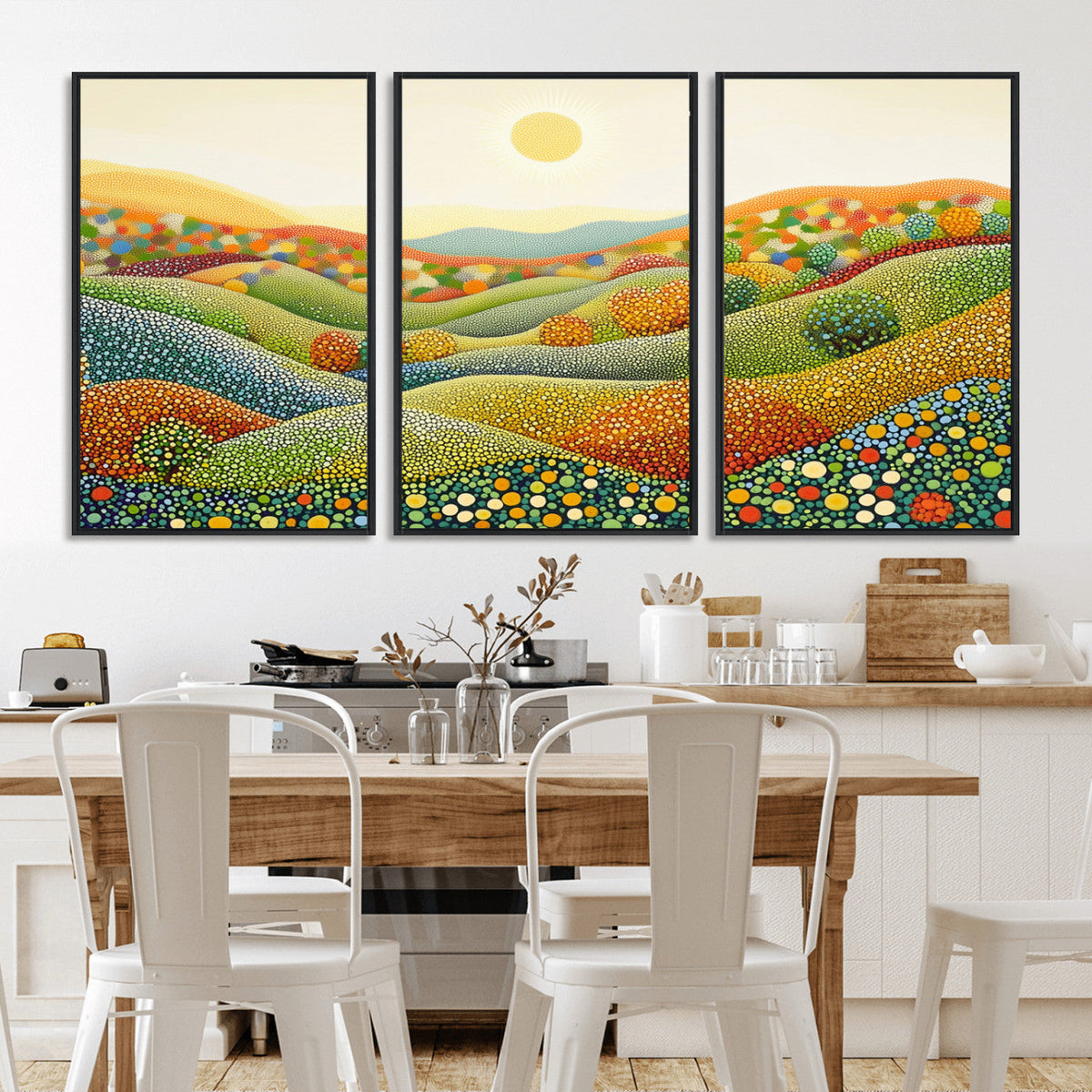 YAYOI KUSAMA Wall Art - Colorful Dot Art Landscape Canvas,