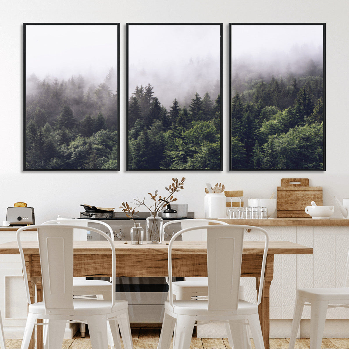 Misty Forest Wall Art | Foggy Forest Canvas Print | Large
