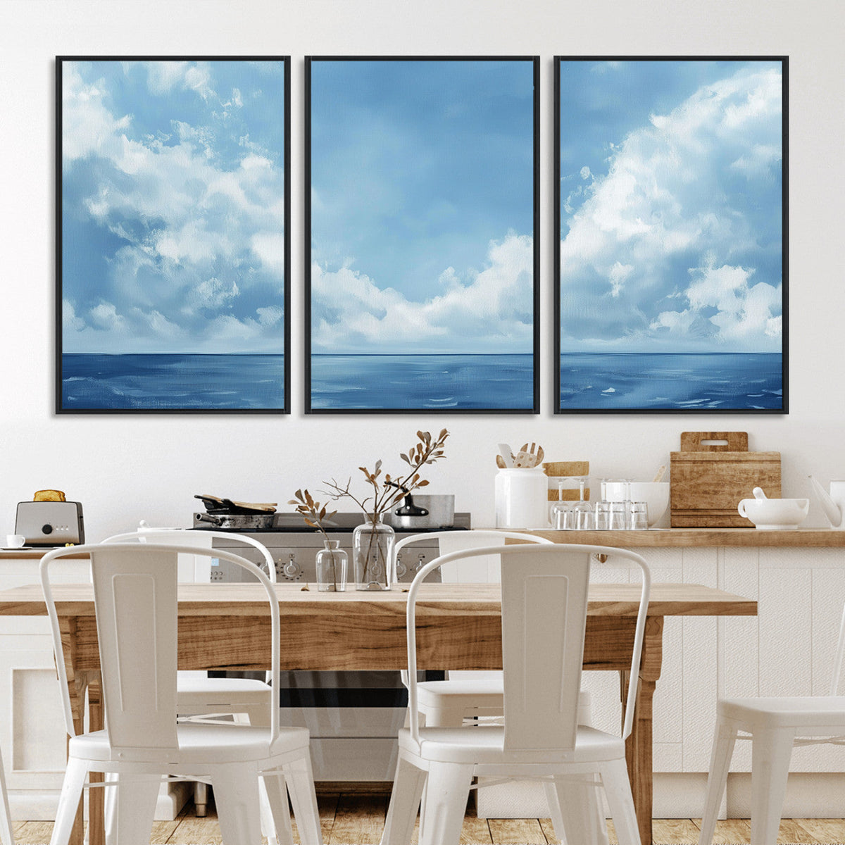 Abstract Ocean Print Artwork- Serene Blue Ocean Canvas Wall
