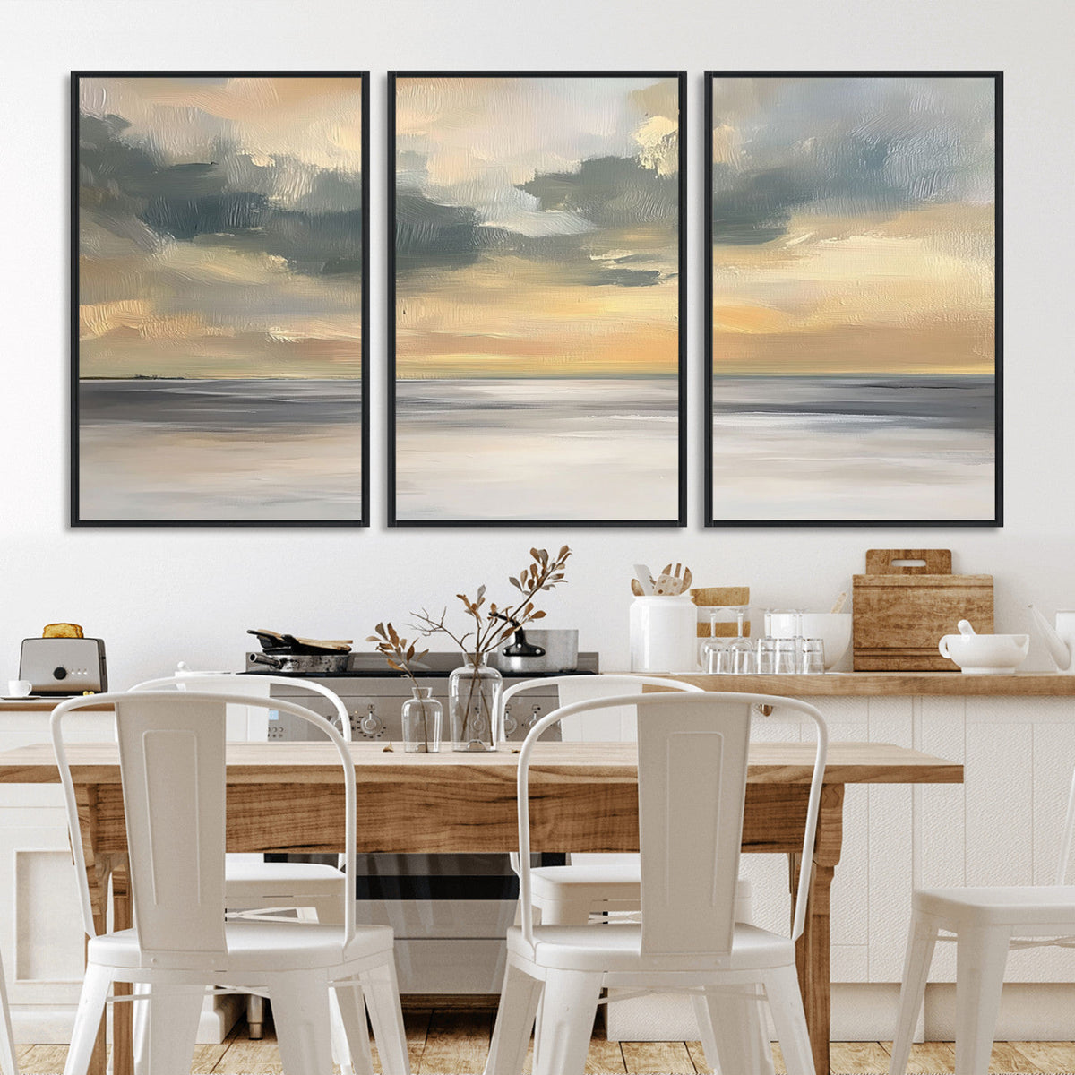 Modern Coastal Artwork with Vibrant Abstract Ocean Waves