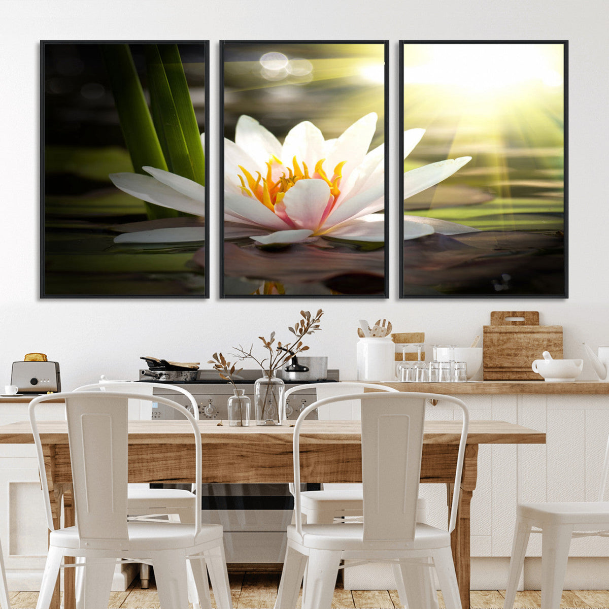 Lotus Flower Wall Art Canvas Print, Water Lily Large Wall