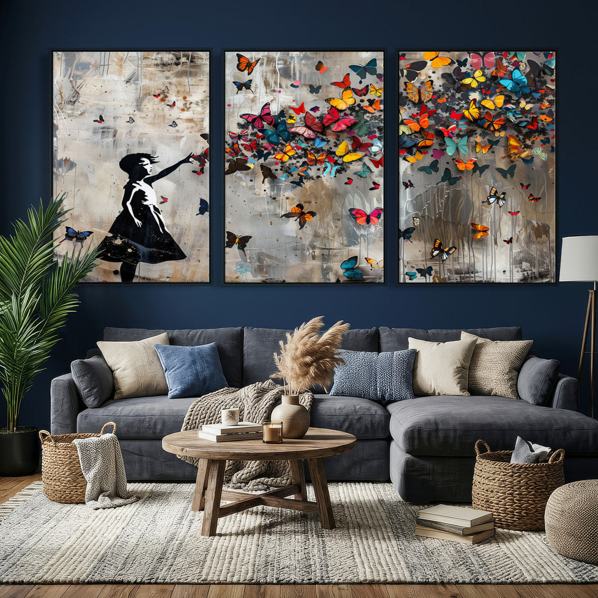 Banksy Butterfly Girl Wall Art – Modern Graffiti Canvas