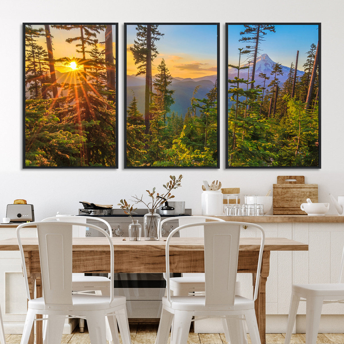 Forest Sunset Wall Art Canvas Print, Glowing Evening Light