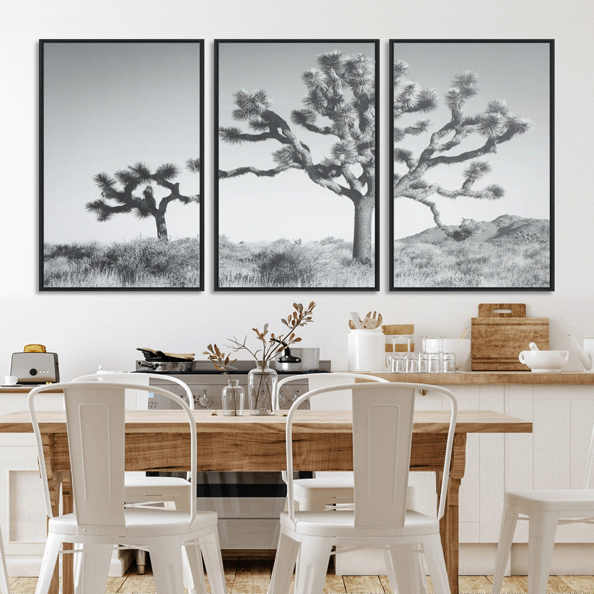 Joshua Tree Wall Art Canvas Print – Framed Black White