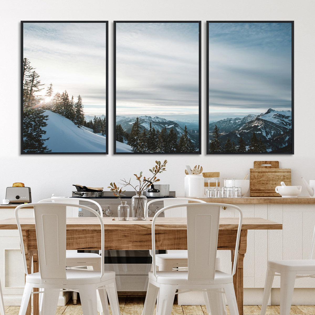 Snowy Mountain Wall Art Canvas Print – Frosty Peaks Alpine