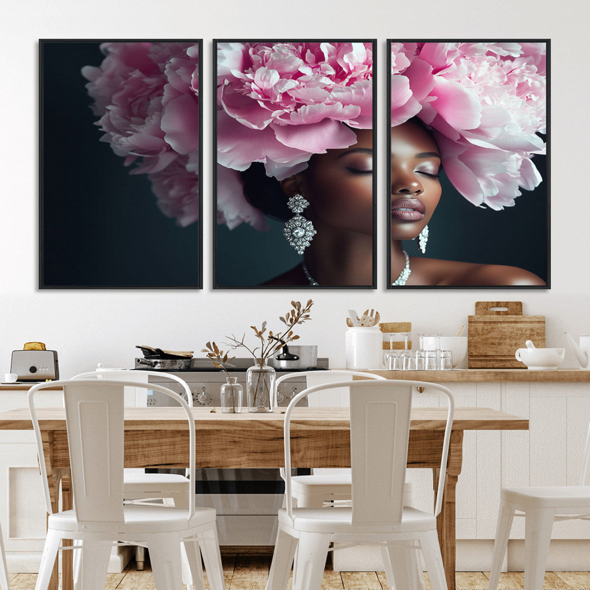 Black Beauty Petal Crown Wall Art Canvas Print – Floral