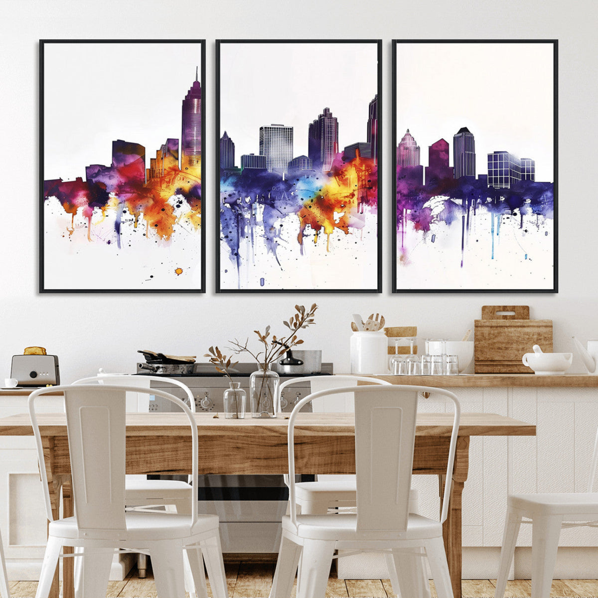 Atlanta Skyline Wall Art Canvas Print – Framed Colorful