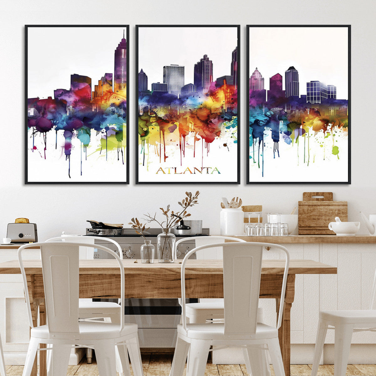 Atlanta Skyline Wall Art Canvas Print – Framed Colorful