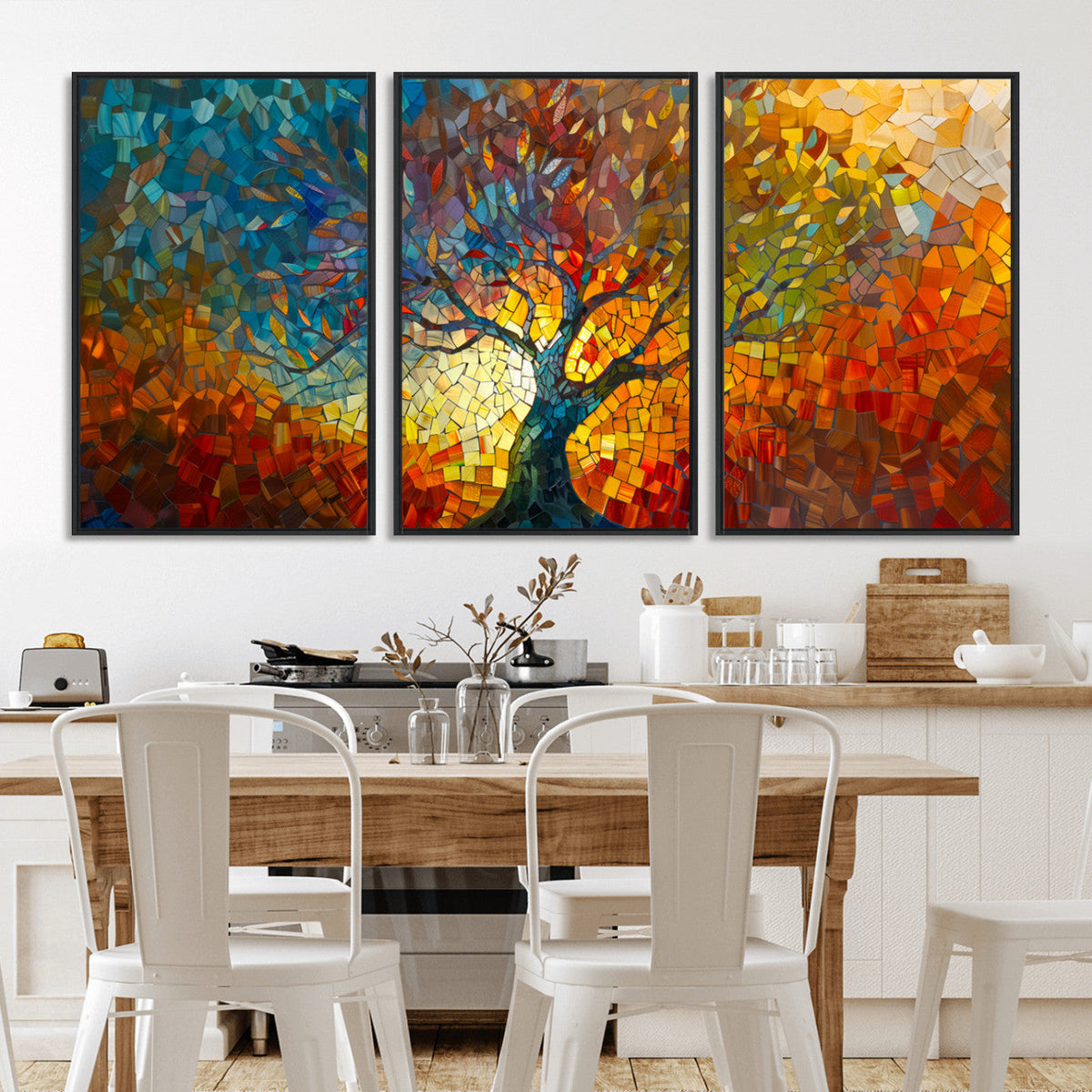Yggdrasil Tree of Life Mosaic Stained Glass Wall Art, Tree