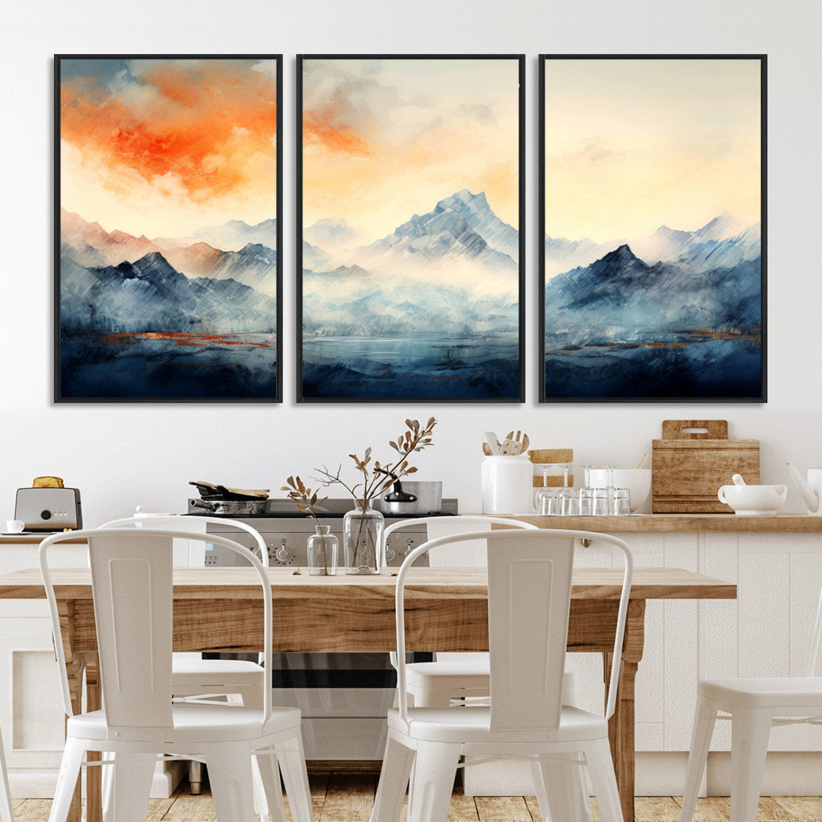 Warm Clouds Abstract Mountain Wall Art Canvas Print