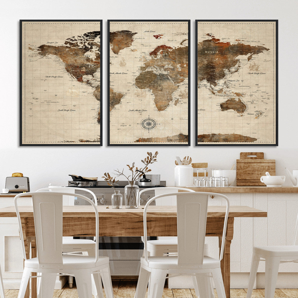 World Map Canvas Print – Framed Detailed Map of the World