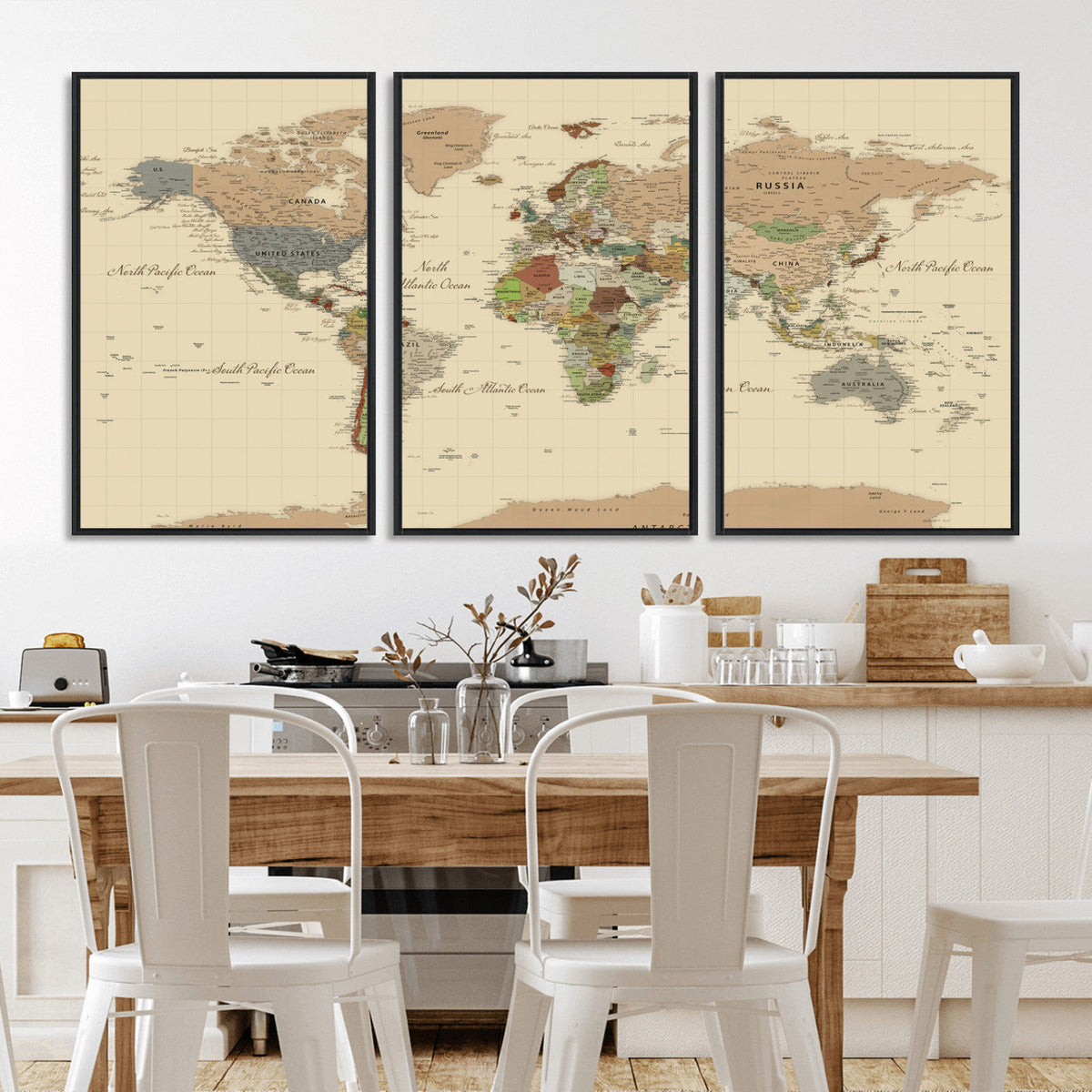 Extra Large World Map Canvas Print – Detailed Map of the