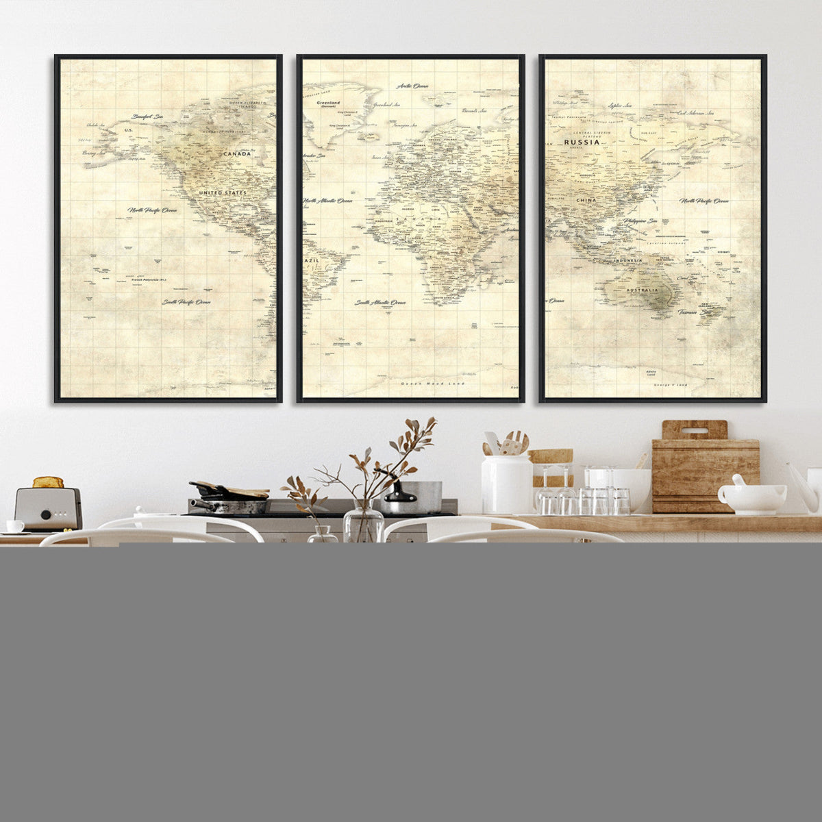 Colorful Watercolor World Map Canvas Wall Art – Framed