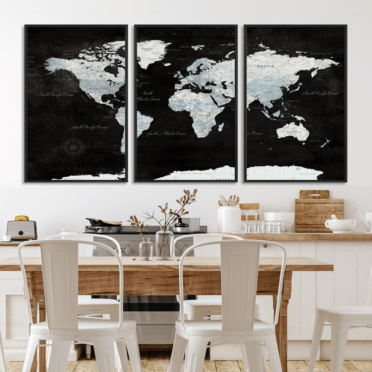 World Map Canvas Print – Framed Push Pin Wall Art, Color