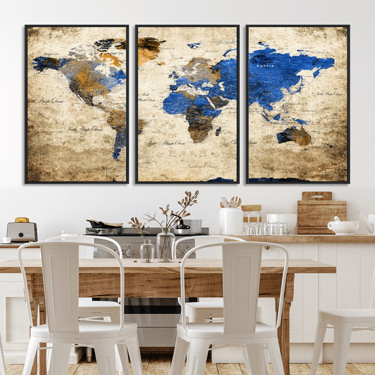 World Map Canvas Print – Colorful Abstract Travel Map,