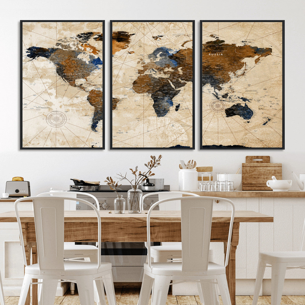World Map Canvas Print – Framed Travel Map Wall Art for