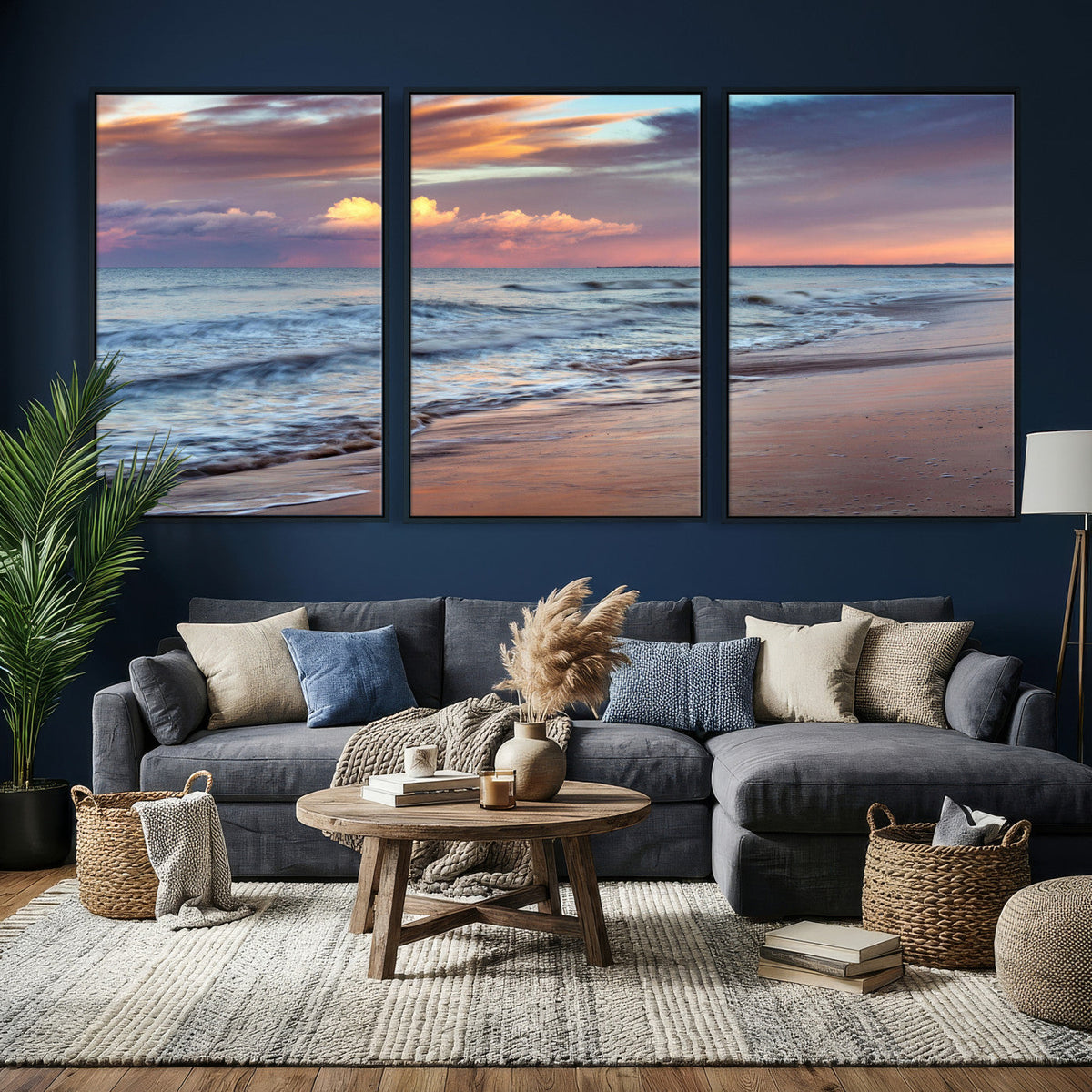 Ocean Sunset Wall Art Canvas Print – Coastal Beach