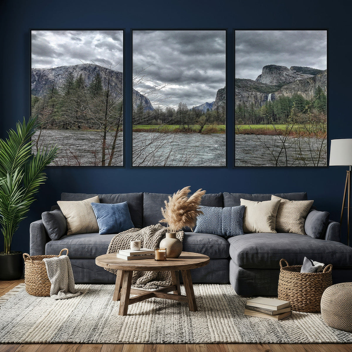 Yosemite Valley River Wall Art Canvas Print, Granite Cliffs